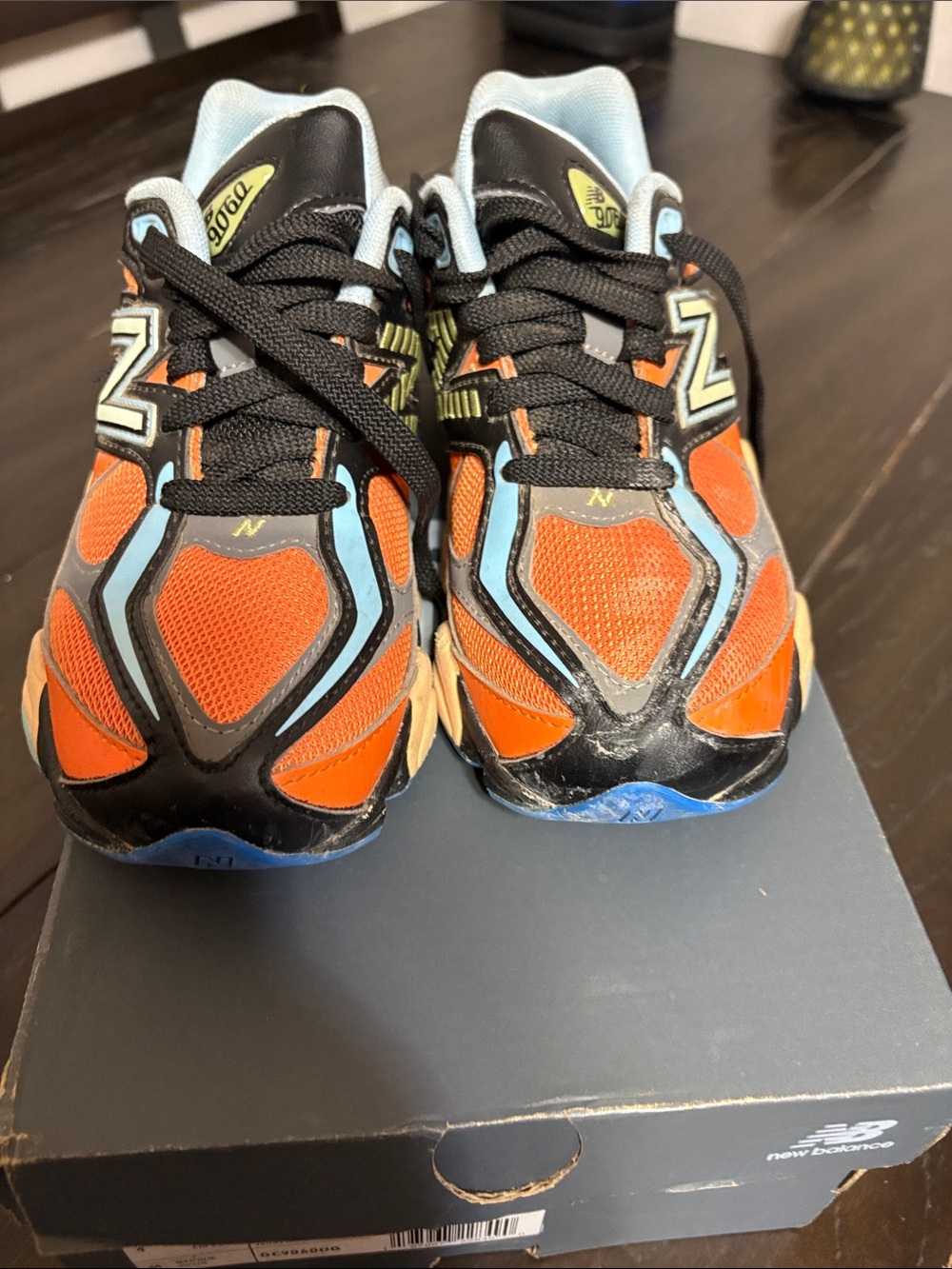 New Balance Kids Orange, Black and Light Blue Athletic Sneakers